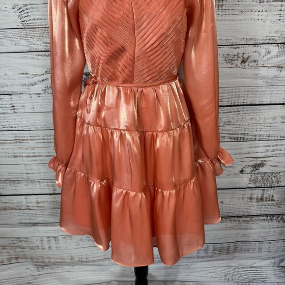 Fate Dress peach balloon Dressy long sleeve size medium Bronze Metallic Dress - Picture 4 of 11